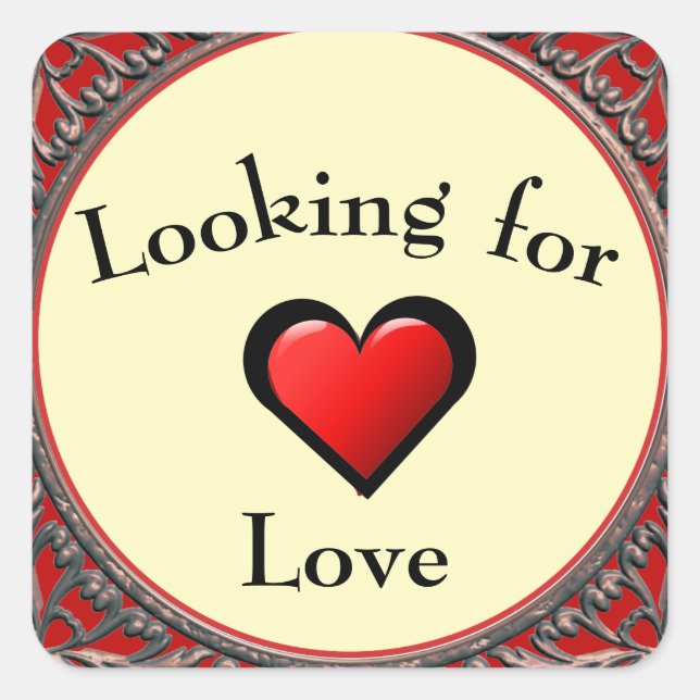 Cuadrada Pegatina Buscando Amor (Anverso)