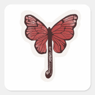 Cuadrada Pegatina Butterfly Umbrella Fusion