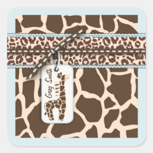 Cuadrada Pegatina C2 del muchacho del safari