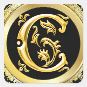 Cuadrada Pegatina C cuadrado inicial en oro