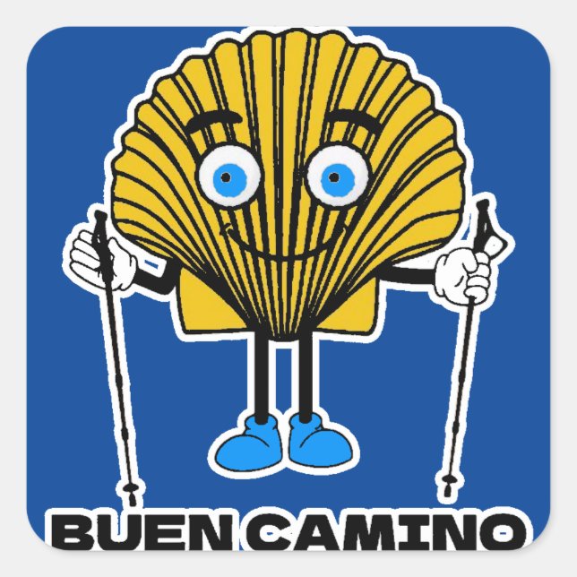 Cuadrada Pegatina Camino de Santiago (Anverso)