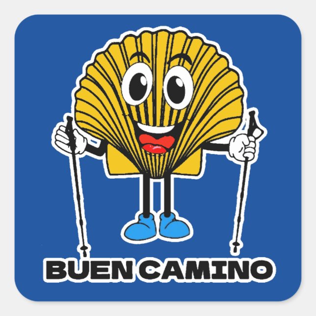 Cuadrada Pegatina Camino de Santiago (Anverso)