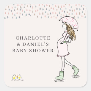 Cuadrada Pegatina caprichosa para baby shower de mamá embar