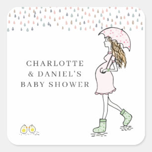 Cuadrada Pegatina caprichosa para baby shower de mamá embar