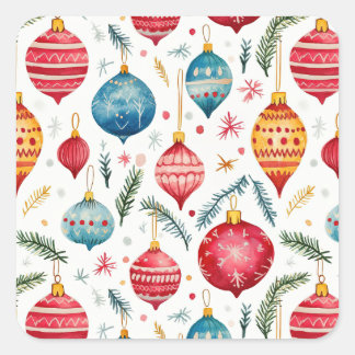Cuadrada Pegatina caprichoso de los Ornamentos de Navidad
