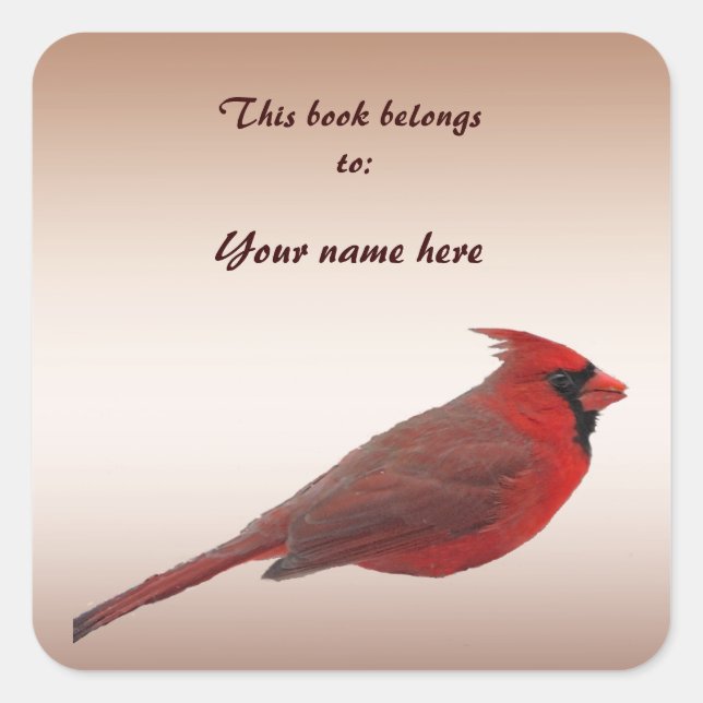 Cuadrada Pegatina Cardinal Bookplate (Anverso)