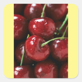 Cuadrada Pegatina Cherries