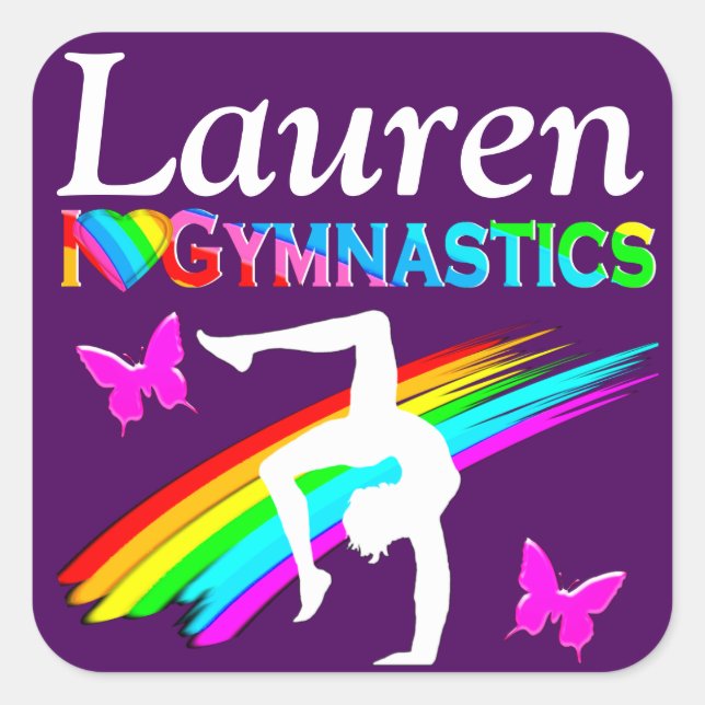 Cuadrada PEGATINA CHICA GIMNASIA PERSONALIZADA POR bonito (Anverso)
