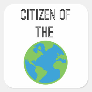 Cuadrada Pegatina Ciudadano Del Mundo