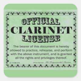 Cuadrada Pegatina Clarinet License Square