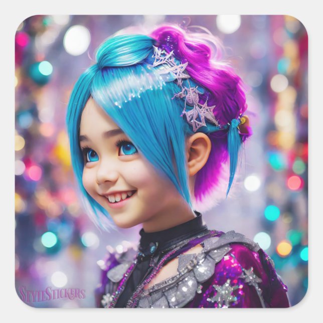 Cuadrada Pegatina clásico (Anverso)