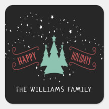 Pegatina clásico de la familia Happy Holidays