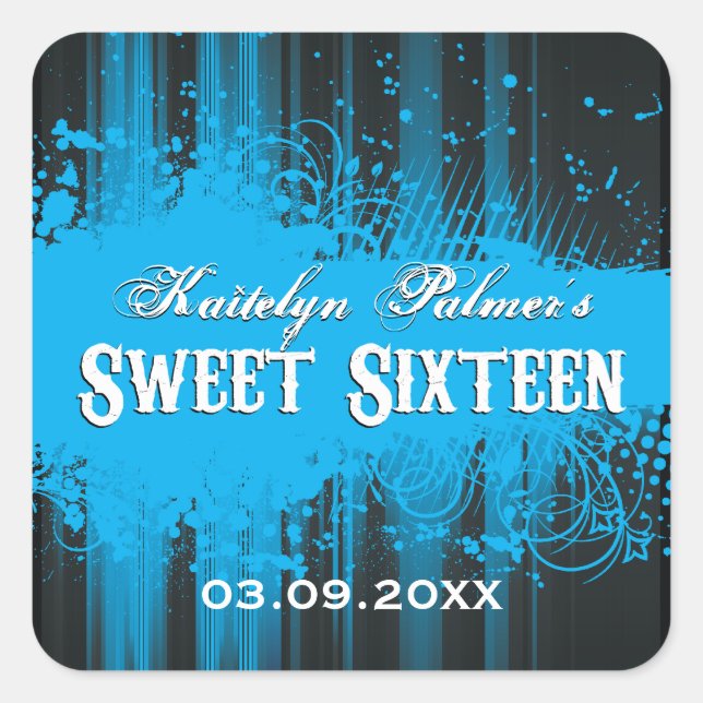 Cuadrada Pegatina Club Flyer Look Sweet 16 (Anverso)