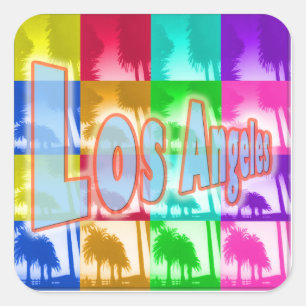 Cuadrada Pegatina "Colorando Los Ángeles 1"