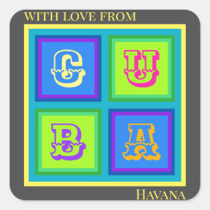 Cuadrada Pegatina colorido y moderno de Cuba