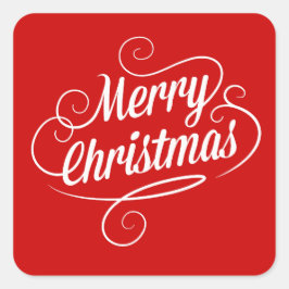 Cuadrada Pegatina con alegre texto de navidad Feliz