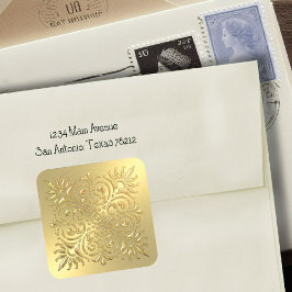 Cuadrada Pegatina con aspecto de oro repujado ornamentado