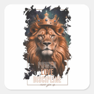 Cuadrada Pegatina con Diseño de León