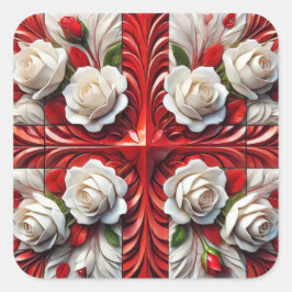 Cuadrada Pegatina con diseño de Rosas ingleses