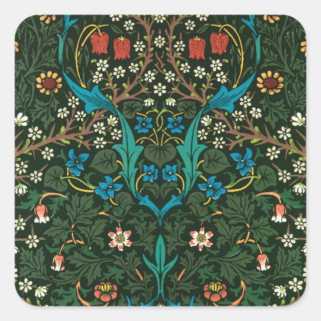 CUADRADA PEGATINA CON DISEÑO "TULIPS" DE WILLIAM MORRIS (Anverso)