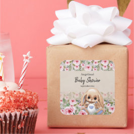 Cuadrada Pegatina con ducha para bebés con un bonito diseño