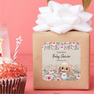 Cuadrada Pegatina con ducha para bebés con un bonito diseño