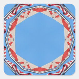 Cuadrada PEGATINA con marco de bandera de Estados Unidos y 