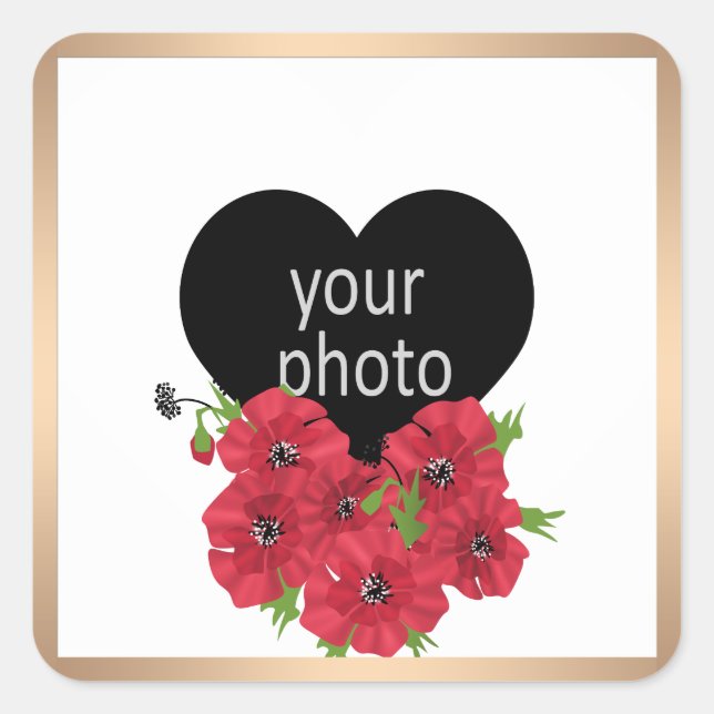 Cuadrada Pegatina con tu foto (Anverso)