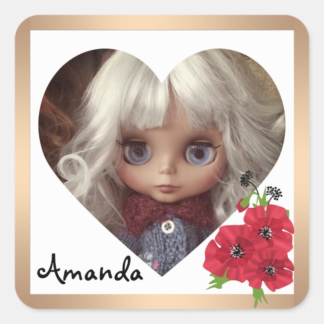 Cuadrada Pegatina con tu foto (Anverso)