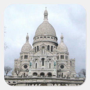 Cuadrada Pegatina con vistas al Sacre Coeur de Paris