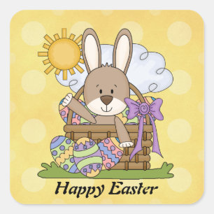Cuadrada Pegatina Conejo de Pascua