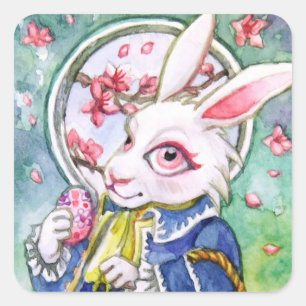 Cuadrada Pegatina Conejo de Pascua