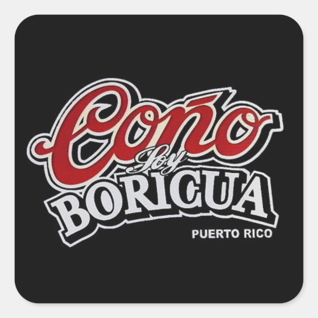 Cuadrada Pegatina Cono soy Boricua (Anverso)