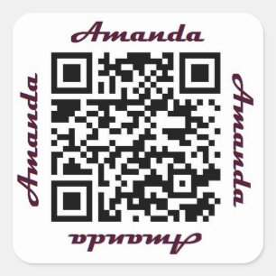 Cuadrada Pegatina CONOCIDO personalizado código de Amanda