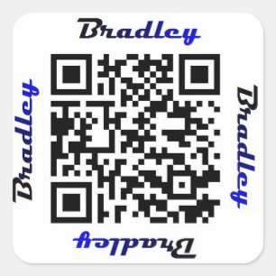 Cuadrada Pegatina CONOCIDO personalizado código de Brad