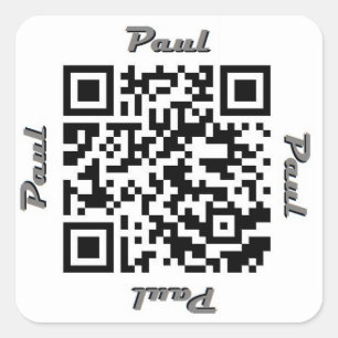Cuadrada Pegatina CONOCIDO personalizado código de Paul QR