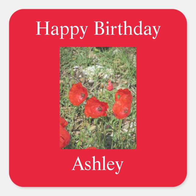 Cuadrada Pegatina Corfu Red Poppies (Anverso)