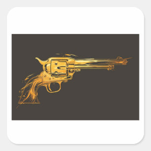 Cuadrada Pegatina Cowboy de Golden Gun