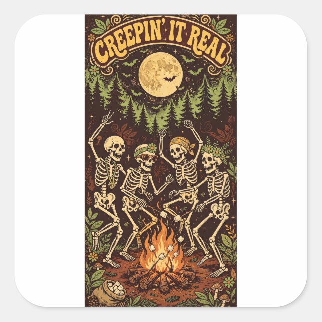 Cuadrada Pegatina Creepin' It Real (Anverso)