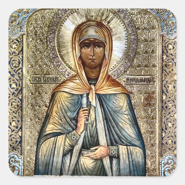 Cuadrada Pegatina Cristiana Ortodoxa de María Magdalena (Anverso)