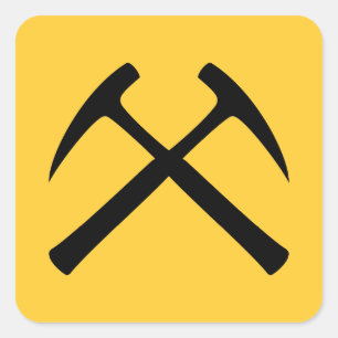 Cuadrada Pegatina Crossed Rock Hammers