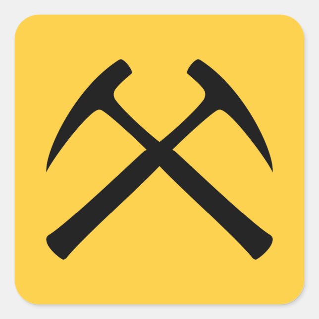 Cuadrada Pegatina Crossed Rock Hammers (Anverso)