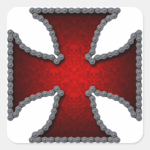 Cuadrada Pegatina cruzado de la cadena de motocicletas