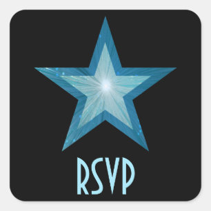 Cuadrada Pegatina cuadrado Blue Star RSVP negro