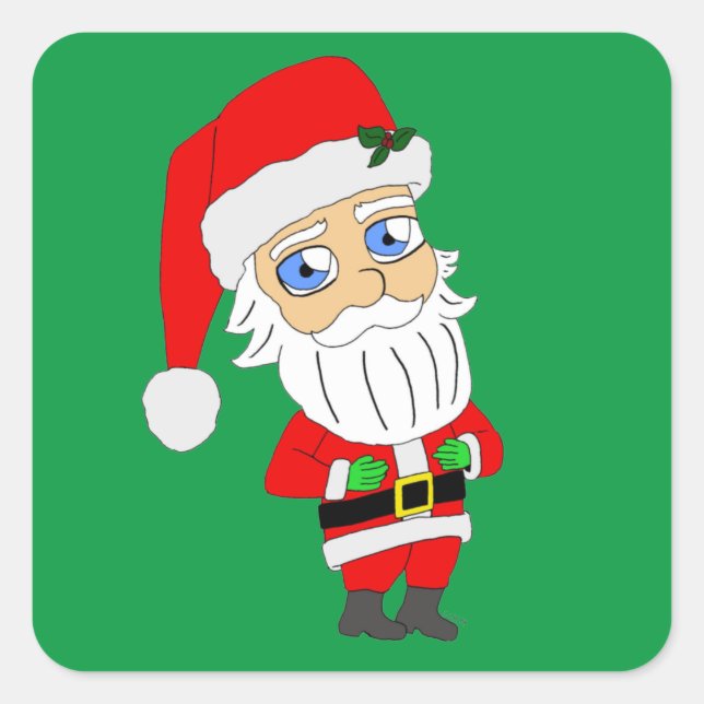 Cuadrada pegatina cuadrado chibi santa claus (Anverso)