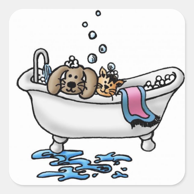 Cuadrada Pegatina cuadrado clásico/baño Mascota (Anverso)