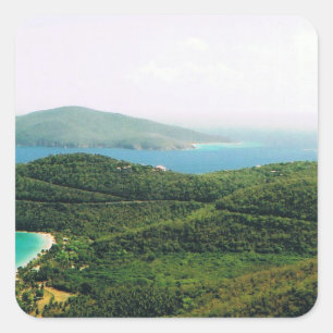 Cuadrada Pegatina cuadrado con la escena de la isla de Sant