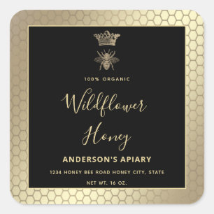 Cuadrada Pegatina cuadrado de abejas reina moderna en tarro