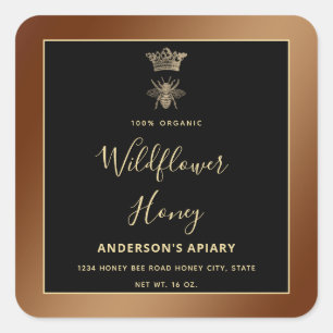 Cuadrada Pegatina cuadrado de abejas reina moderna en tarro