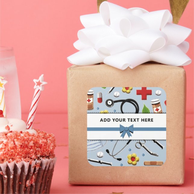 Cuadrada Pegatina cuadrado de apreciación de enfermera (Fiesta)